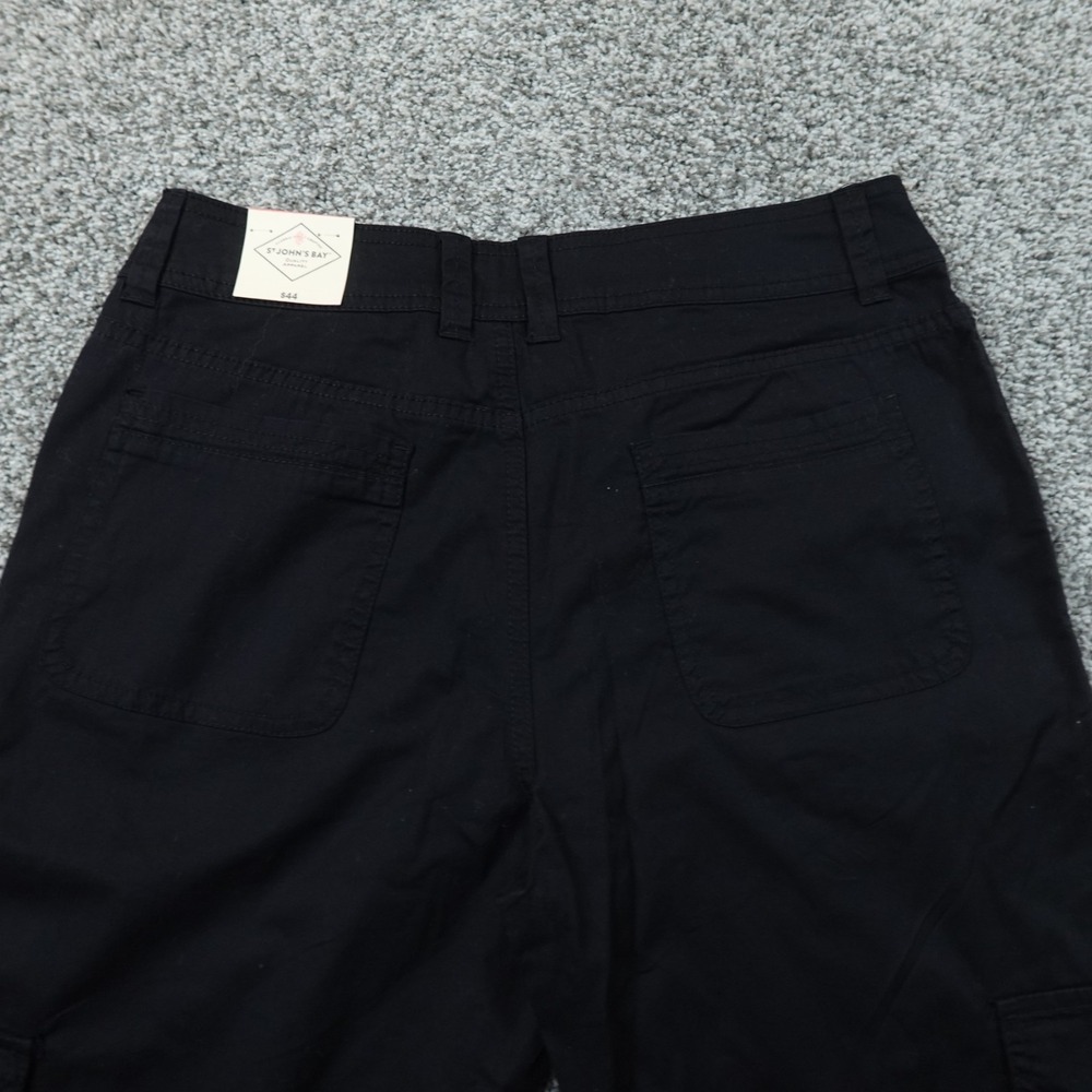 NEW St Johns Bay Pants Womens 4 Black Cargo Convertible Outdoor Hiking Stretch